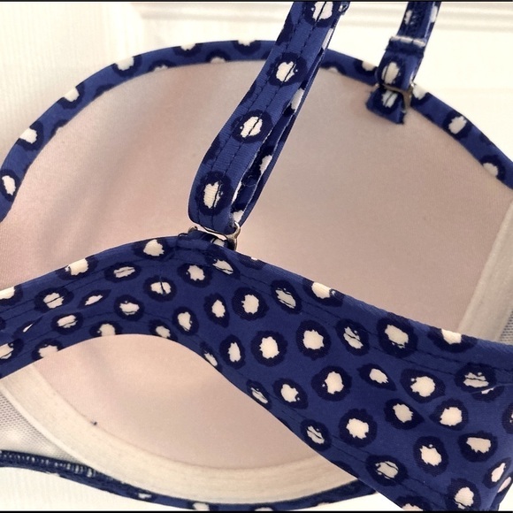 𝅺point ZERO BLUE POLKA DOT PADDED BIKINI TOP-Size 6 - Picture 4 of 8